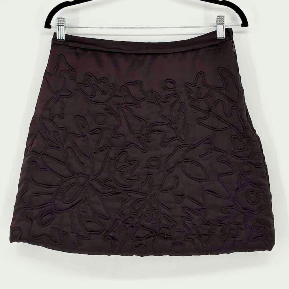 Topshop Deep Purple Satin Quilted Mini Skirt - Size 6